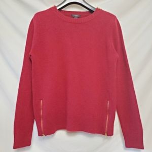 J.Crew Red Cashmere Sweater w Gold Zippers Sz XL